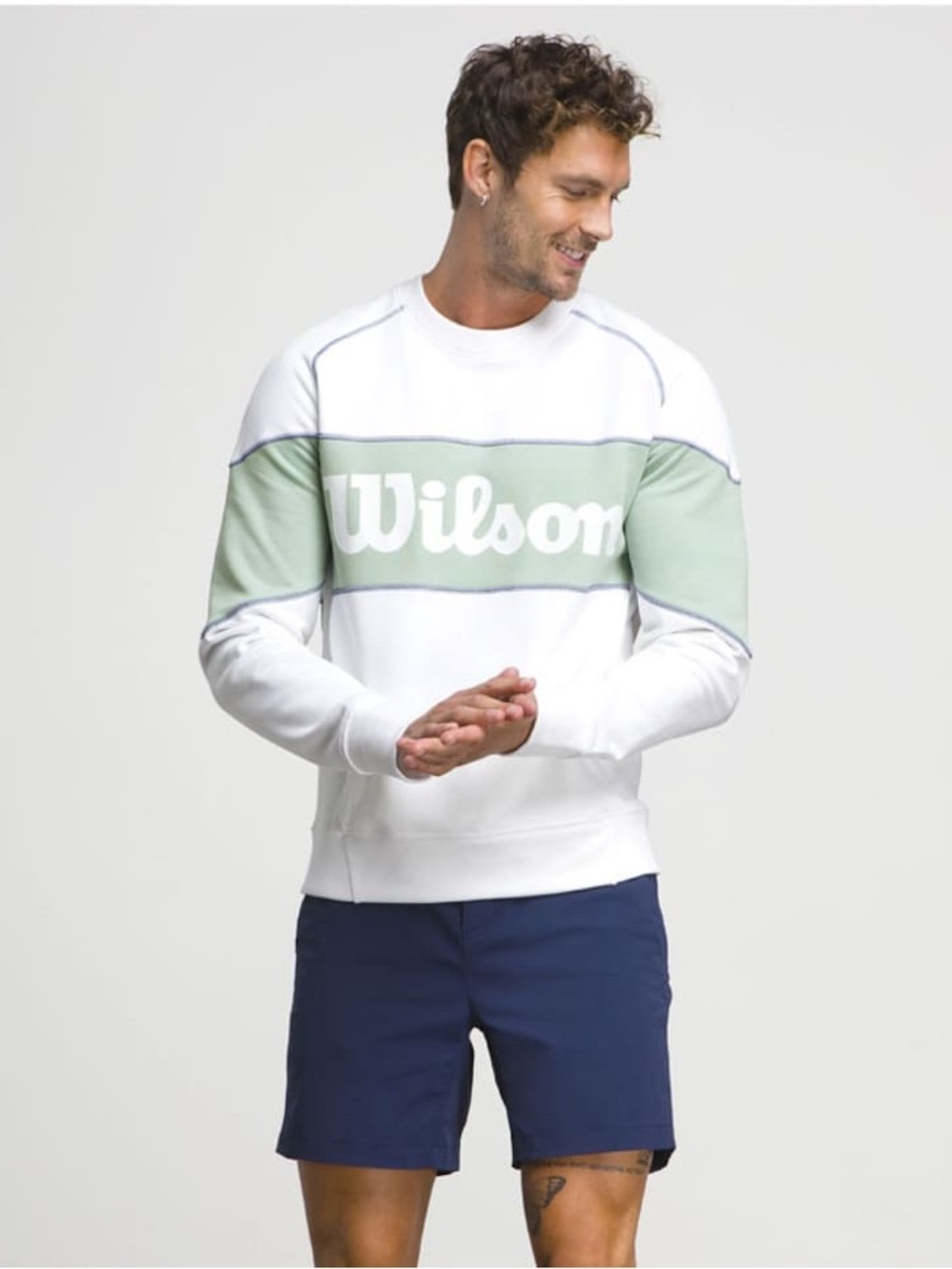 Wilson Millennium Crewneck Sweatshirt | white and sage green | Men’s M